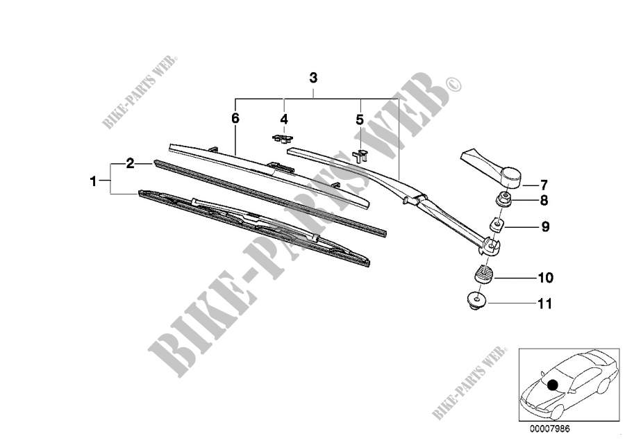 Braccio/spazzola tergicristallo sinistra per BMW 540i