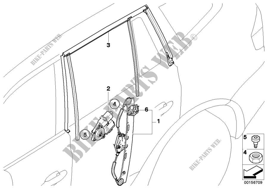 Meccanismo cristallo portiera posteriore per BMW X3 2.0d