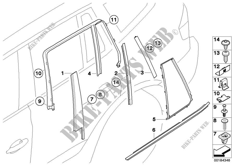 Mascherine e guarnizioni porta post. per BMW X3 2.0d