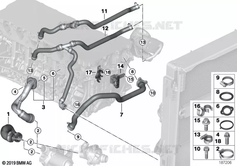 Sistema di raffredda.-tubo fless.p.acqua BMW BMW Z4 2004 Z4 2.5i N Z4 2.5i
