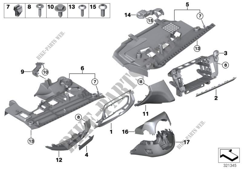 Parti applic. plancia portastrumenti inf per BMW 650iX 4.4