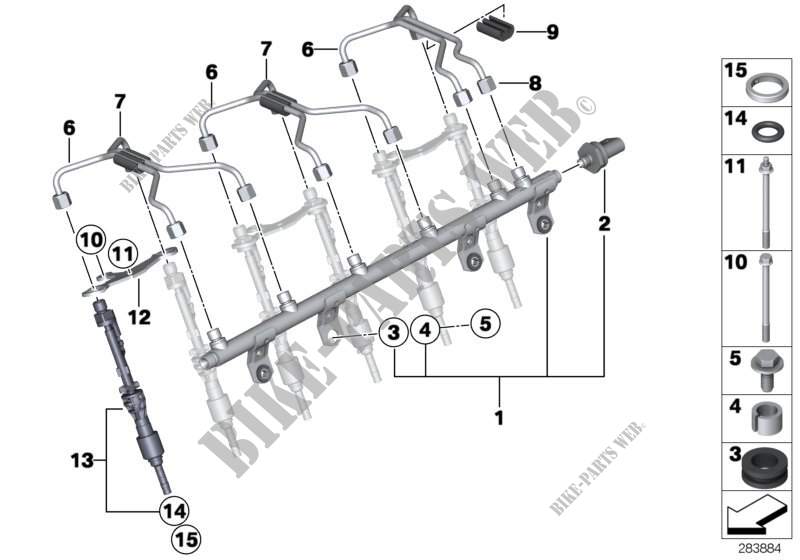 Rail alta pressione/iniettore/tubazione per BMW 640i