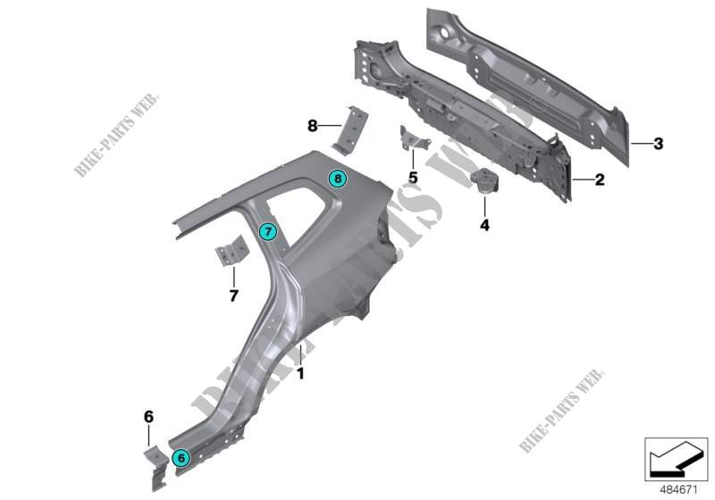Fiancata/rivestimento posteriore per BMW X3 20dX (TX31)